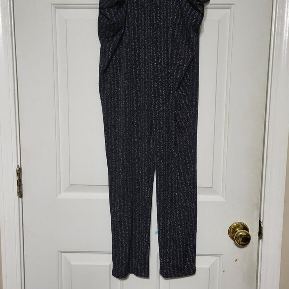 BCBGeneration Black White Plunge Wrap Drape Pockets Sleeveless Jumpsuit - Picture 12 of 14